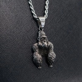 Animal Series Vintage Cute Gorilla Stainless Steel Pendant Personalized Fashion Clothing Accessories Gift