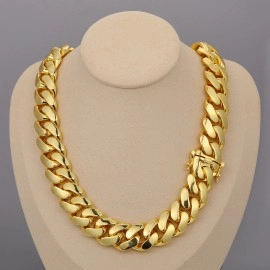 New Hip Hop Jewelry 20mm Heavy Luxury 18K Real Gold Plated Custom Solid Cuban Miami Cuban Link Chain Necklace For Men Wholesale