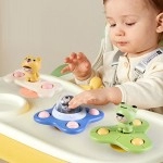 Montessori Baby Bath Toys Funny Bathing Sucker Spinner Suction Cup Cartoon Top Fidget Educational Toys For Children Boys Gift